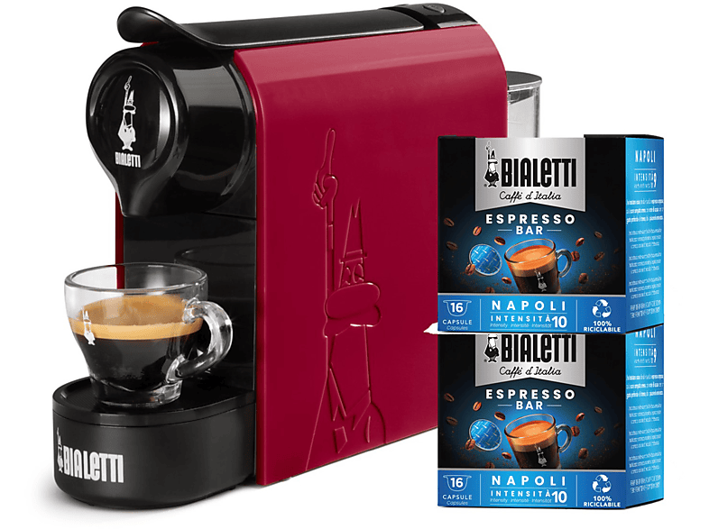 Bialetti Gioia Rosso+32 Caps Macchina Caffè Capsule, Rosso