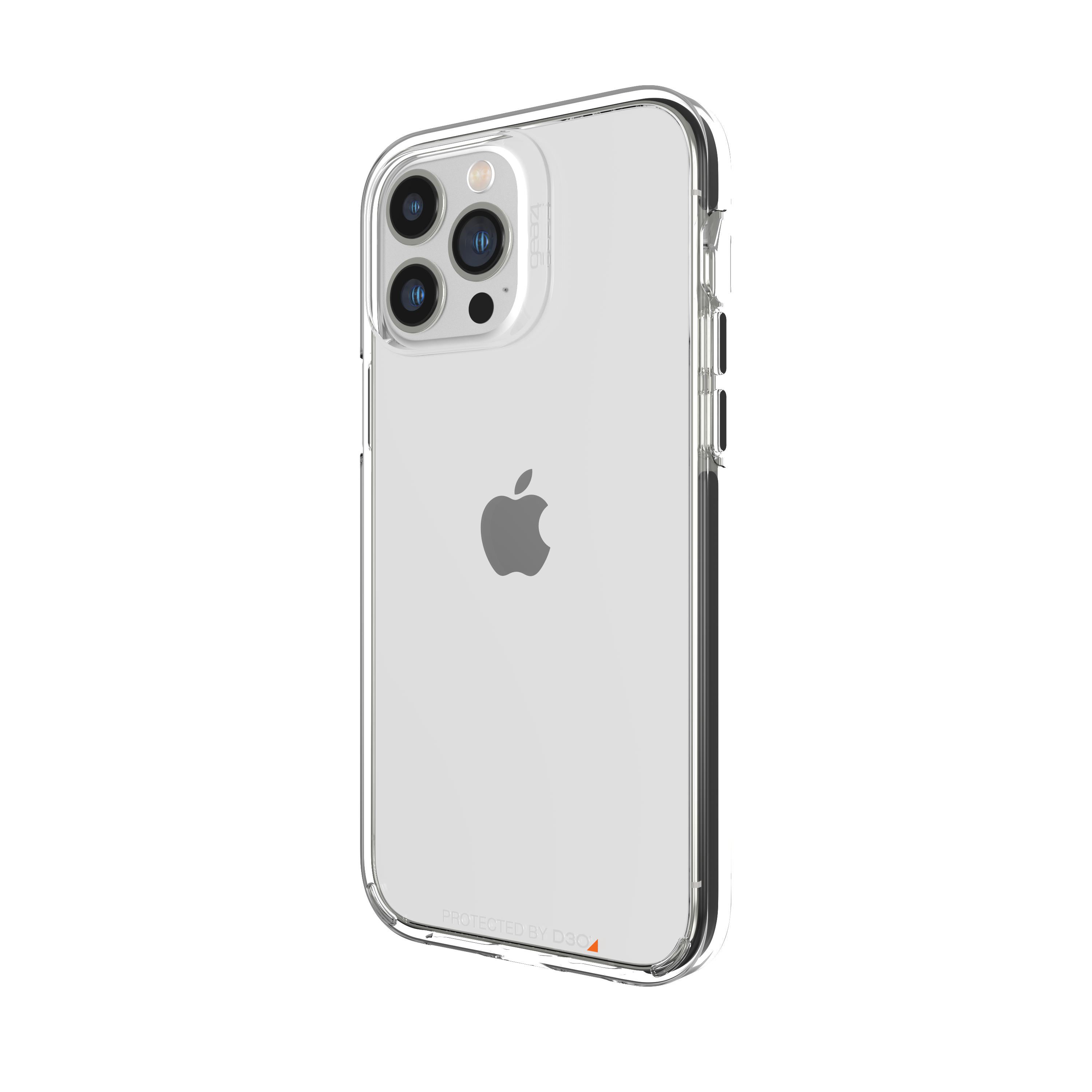 iPhone mit transparentem Schutzgehäuse, Rückansicht.
