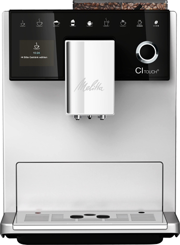 Eine schwarze DeLonghi Nespresso-Maschine mit einem Glas Kaffee.