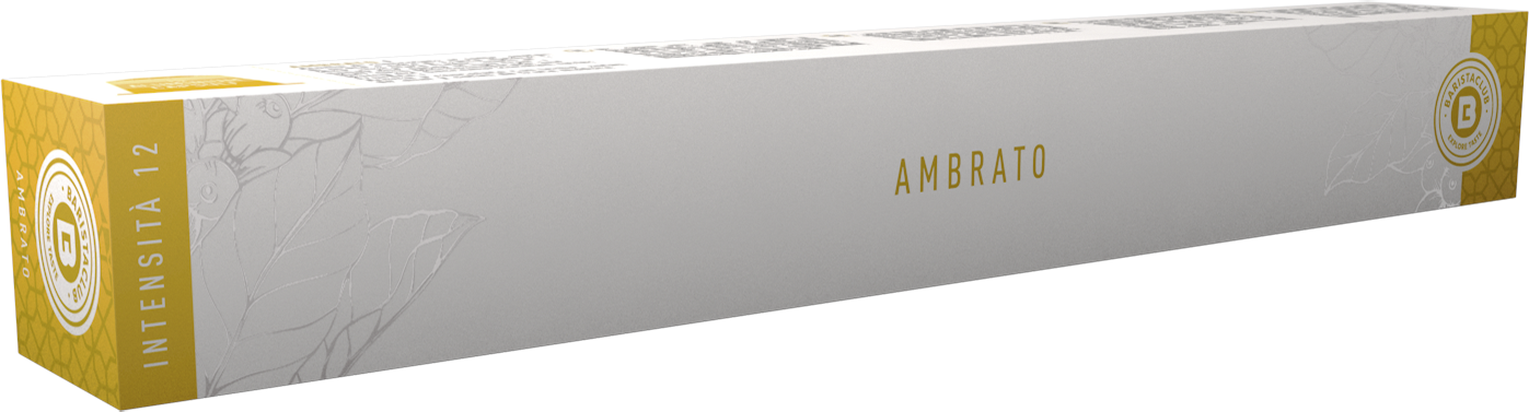 Long, rectangular box with gold and white colors. The text is white with the word 'AMBRATO'.