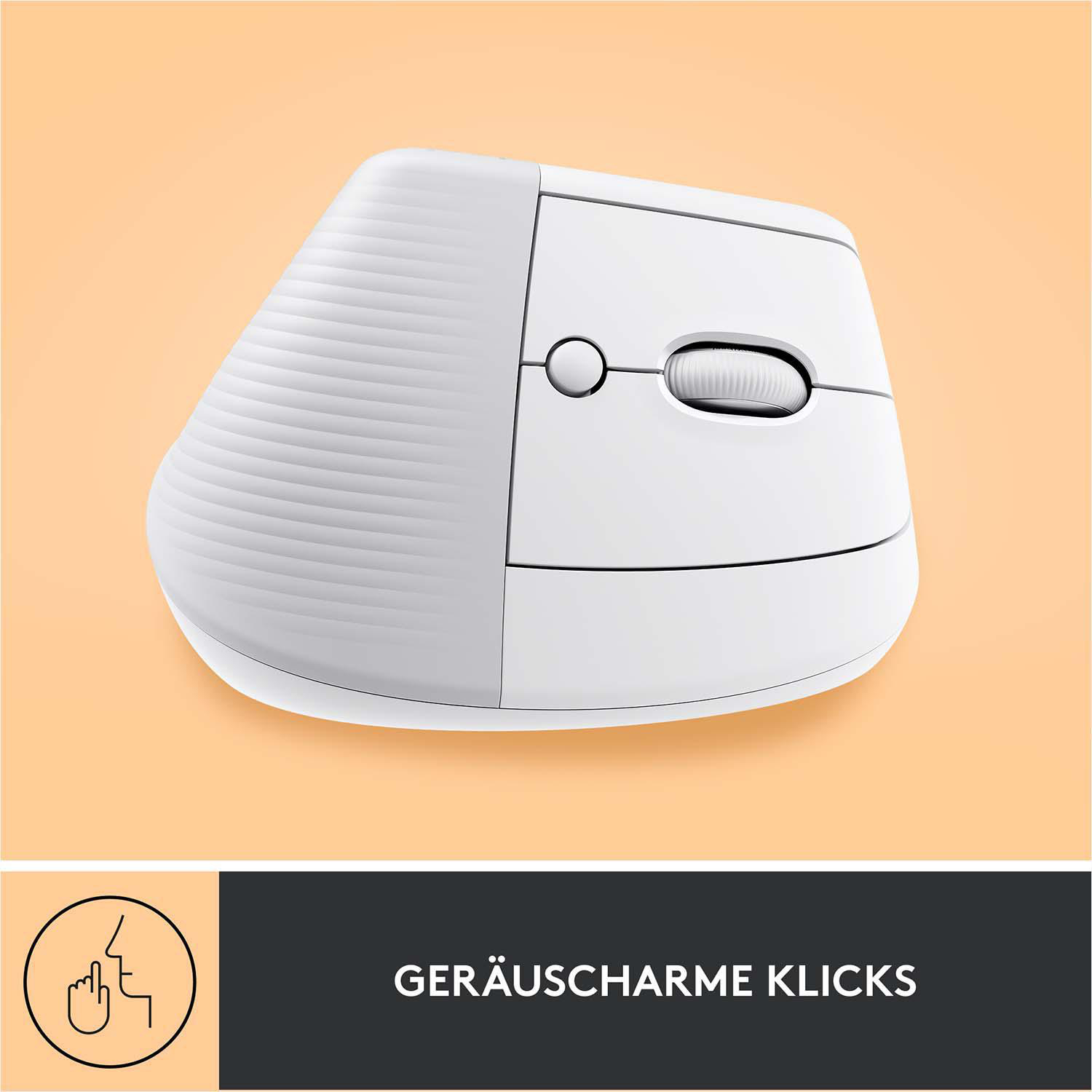Weiße ergonomische Maus. Weiße Maus mit Scrollrad und Tasten.