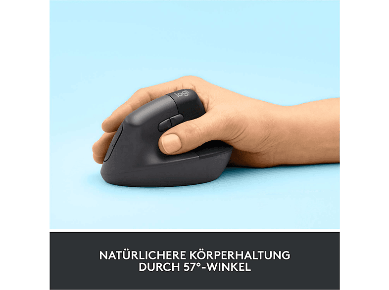 LOGITECH Lift Ergonomische kabellose Maus, Bluetooth, Grafit — Foto 2 von 5