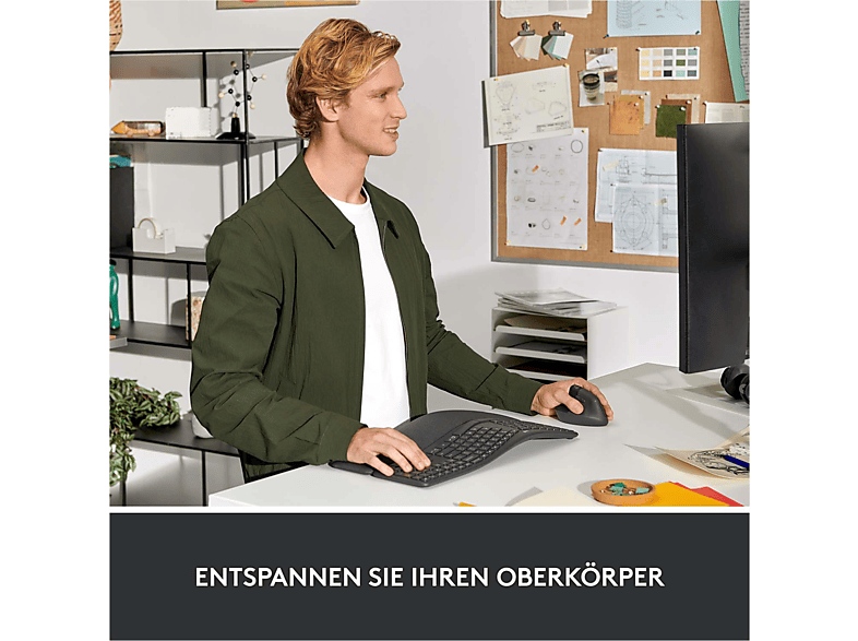 LOGITECH Lift Left Ergonomische kabellose linkshänder Maus, Bluetooth, Grafit — Foto 3 von 5