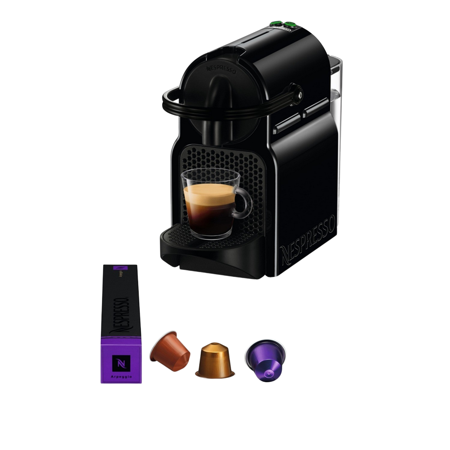 Cafetera de cápsulas - Nespresso Inissia EN80.B, 1260 W, 19 bar, Negro