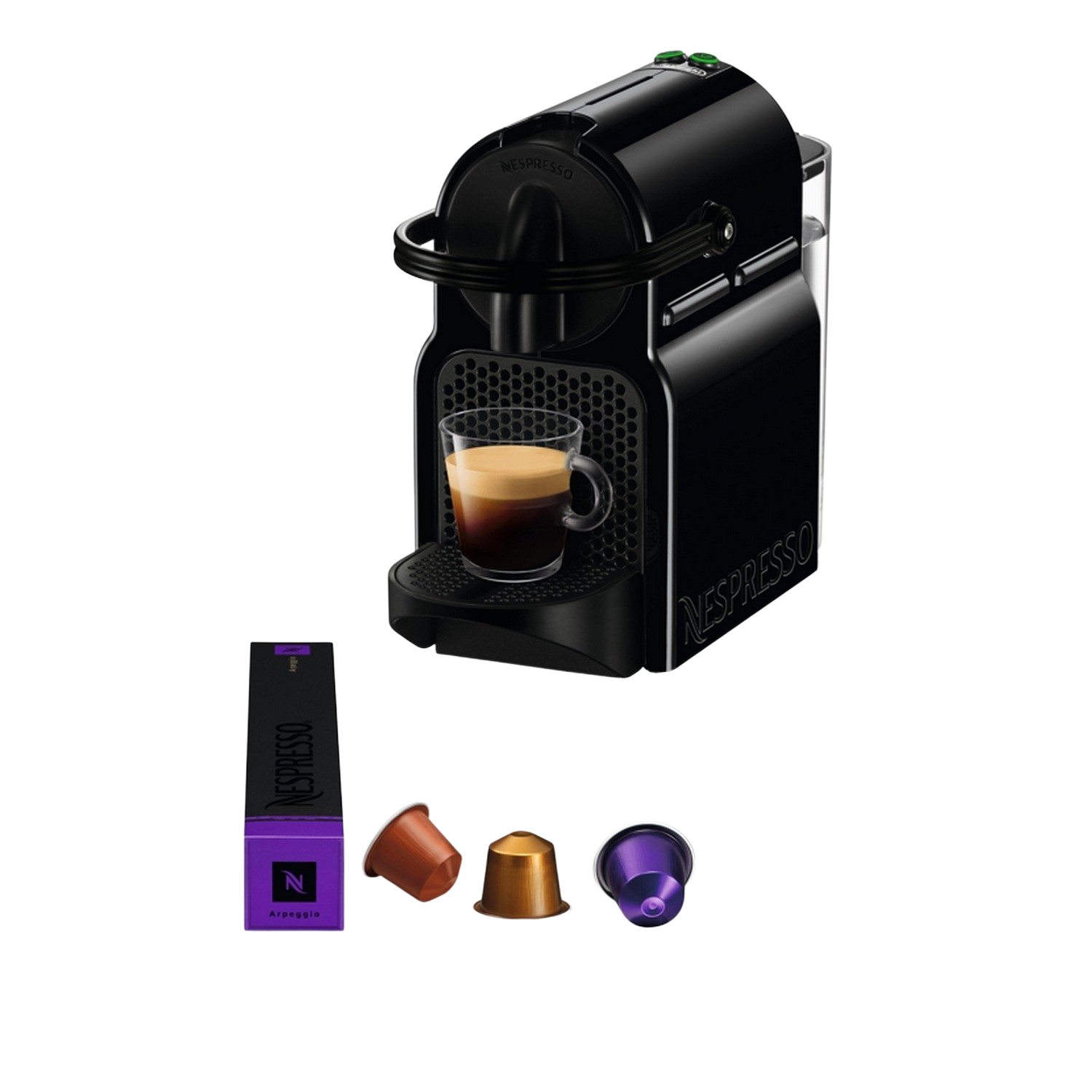 Cafetera de cápsulas - Nespresso Inissia EN80.B, 1260 W, 19 bar, Negro