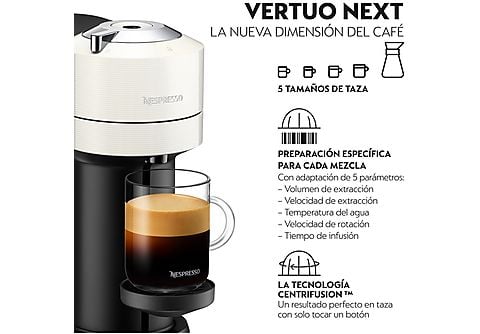 Cafetera de cápsulas  Nespresso® De'Longhi Vertuo Next ENV120.BM, 1500 W,  1.1 l, Calentamiento 30s, Tecnología Centrifusión™, Bluetooth, Apagado auto