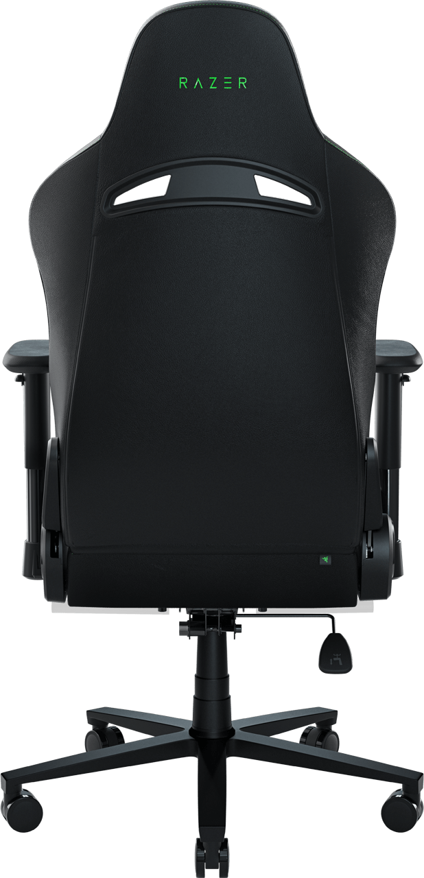 Egy fekete Razer gaming szék hátulról.
