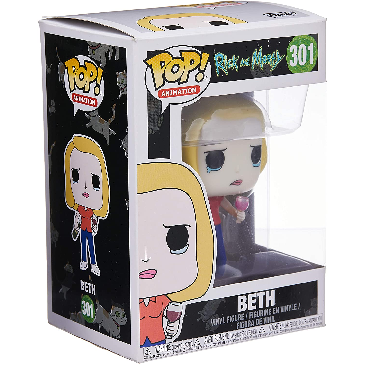 Figura Funko Pop! - Rick & Morty: Beth with wine glass, 9 cm, Vinilo, Multicolor