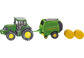 SIKU John Deere Traktor mit Ballenpresse Modellauto, Grün