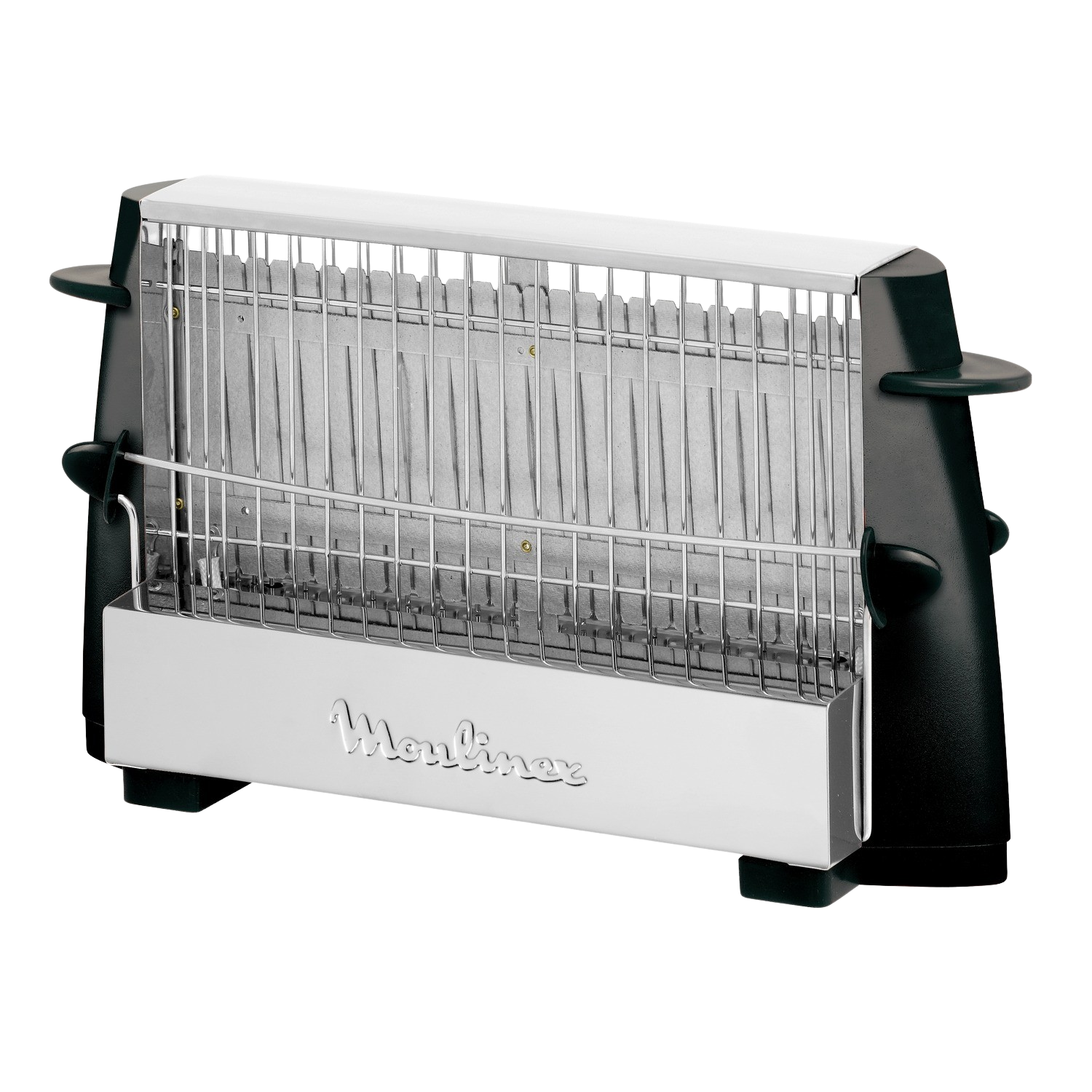 Tostadora - Moulinex A15453, Capacidad para hasta 4 rebanadas, Estructura de acero inoxidable, Todo tipo de pan, Negro