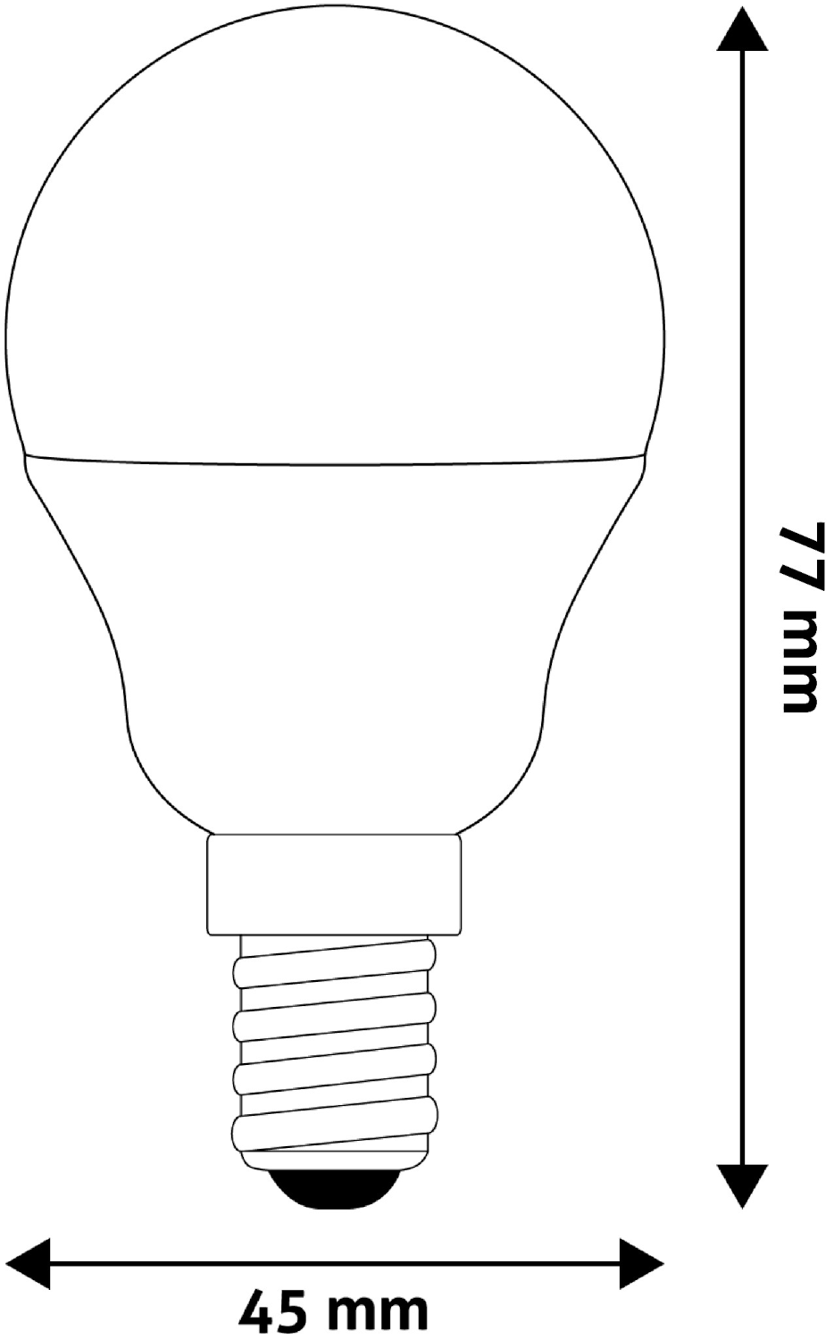 Fehér izzó illusztráció. Méretek: 77 mm magasság, 45 mm szélesség.