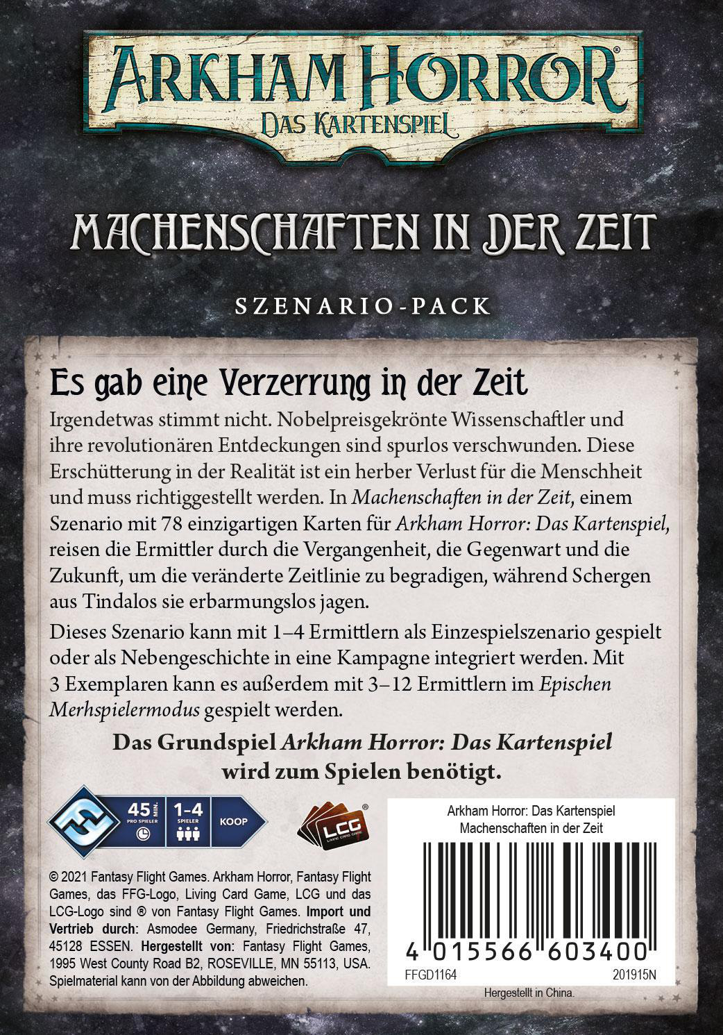 FANTASY FLIGHT GAMES Arkham Horror LCG - Machenschaften in der Zeit Gesellschaftsspiel Mehrfarbig