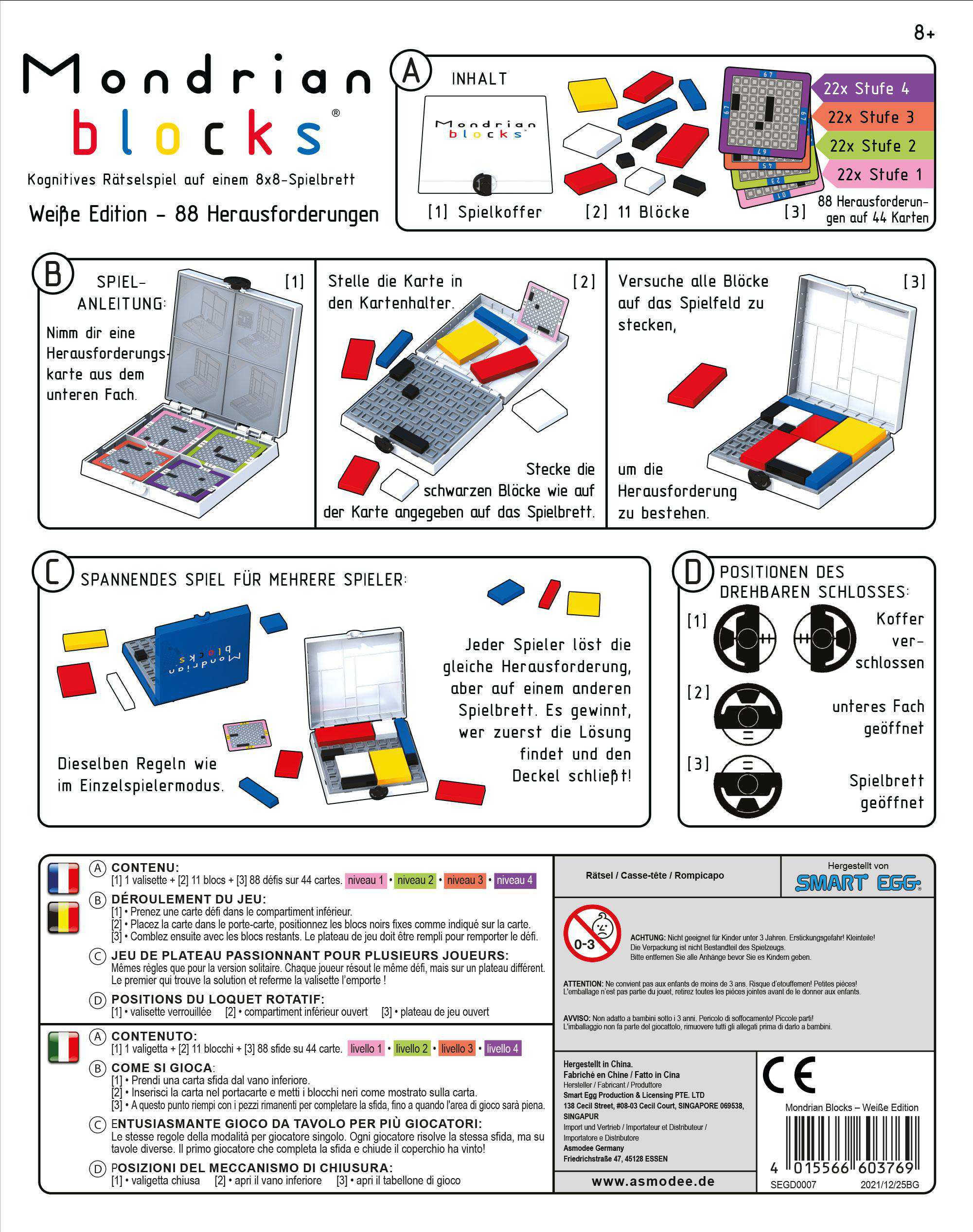 SMART EGG Mondrian Blocks Weiße Edition Brettspiel Mehrfarbig