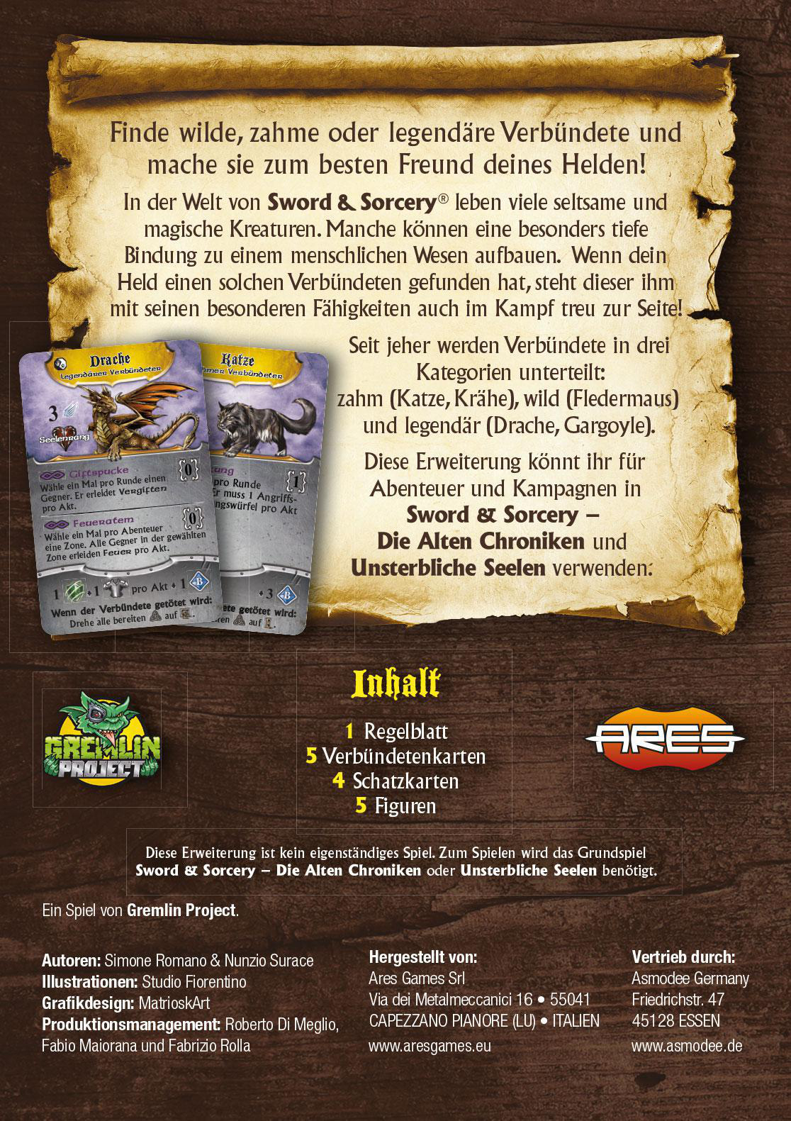 Ein Papier mit Text auf Deutsch, mit Spielkarten und dem Gremlin Project Logo.