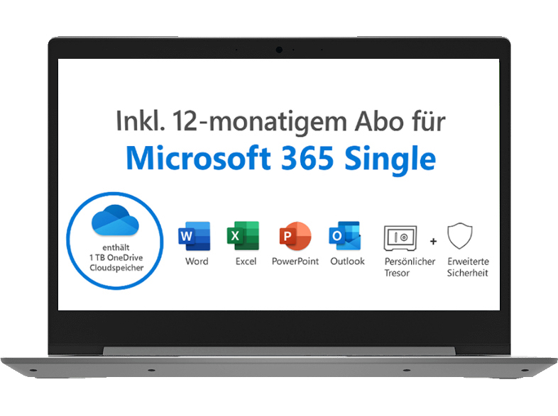 LENOVO IdeaPad 1i, Inkl. 1 Jahr Microsoft 365 Single - 14 Zoll - Intel® Celeron® N4020 - 4 GB - 128 GB - Intel® UHD 600 - Windows 11 Home S-Modus