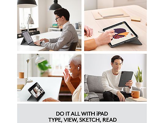 LOGITECH Combo Touch iPad Air (4., 5. Gen - 2020, 2022) - Keyboard Case (Grau)