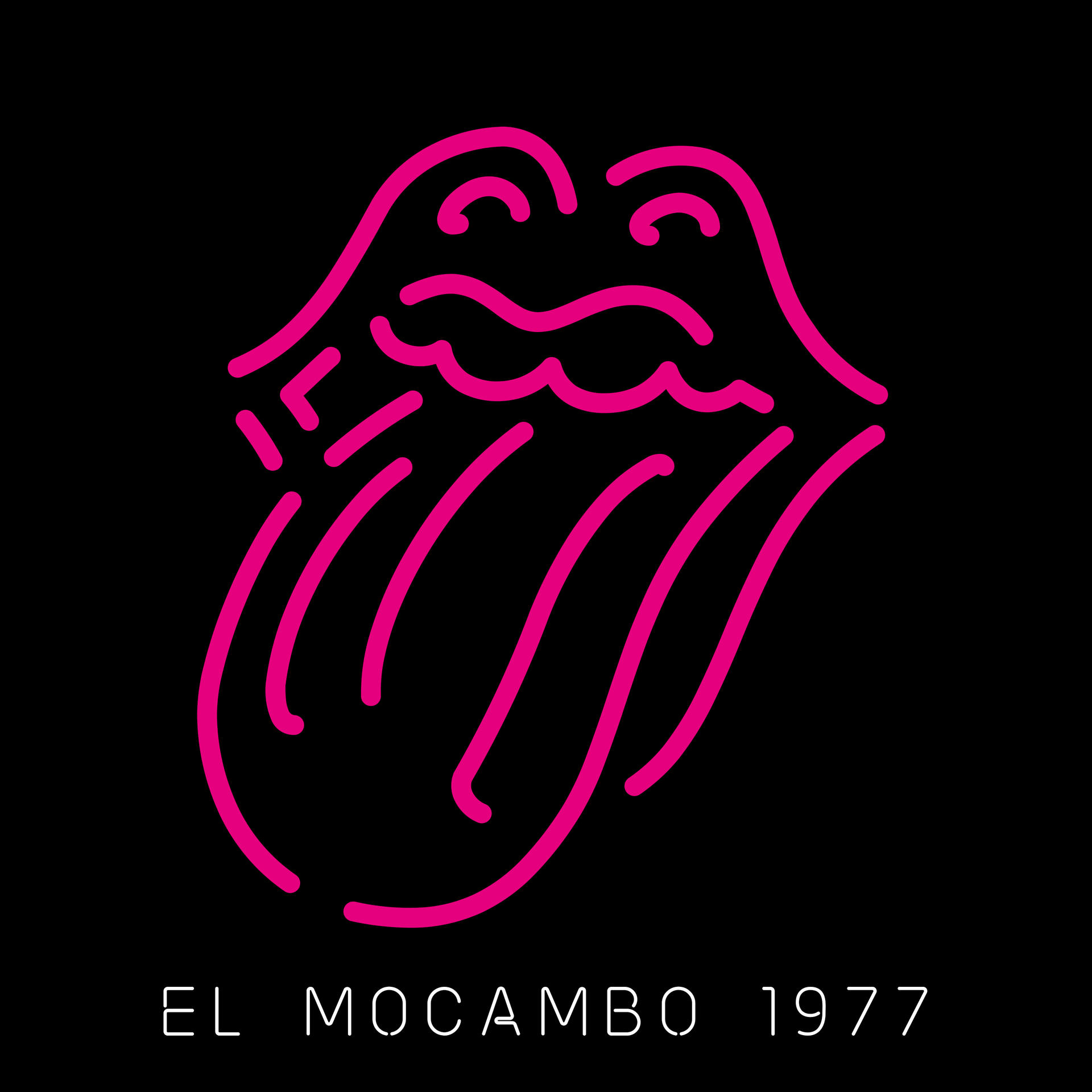 Logo de lèvres roses sur fond noir avec le texte : EL MOCAMBO 1977.