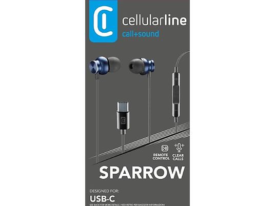 CELLULAR LINE Sparrow - Kopfhörer (In-ear, Schwarz/Blau)