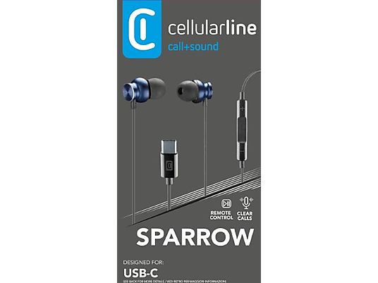 CELLULAR LINE Sparrow - Cuffie (In-ear, Nero/Blu)
