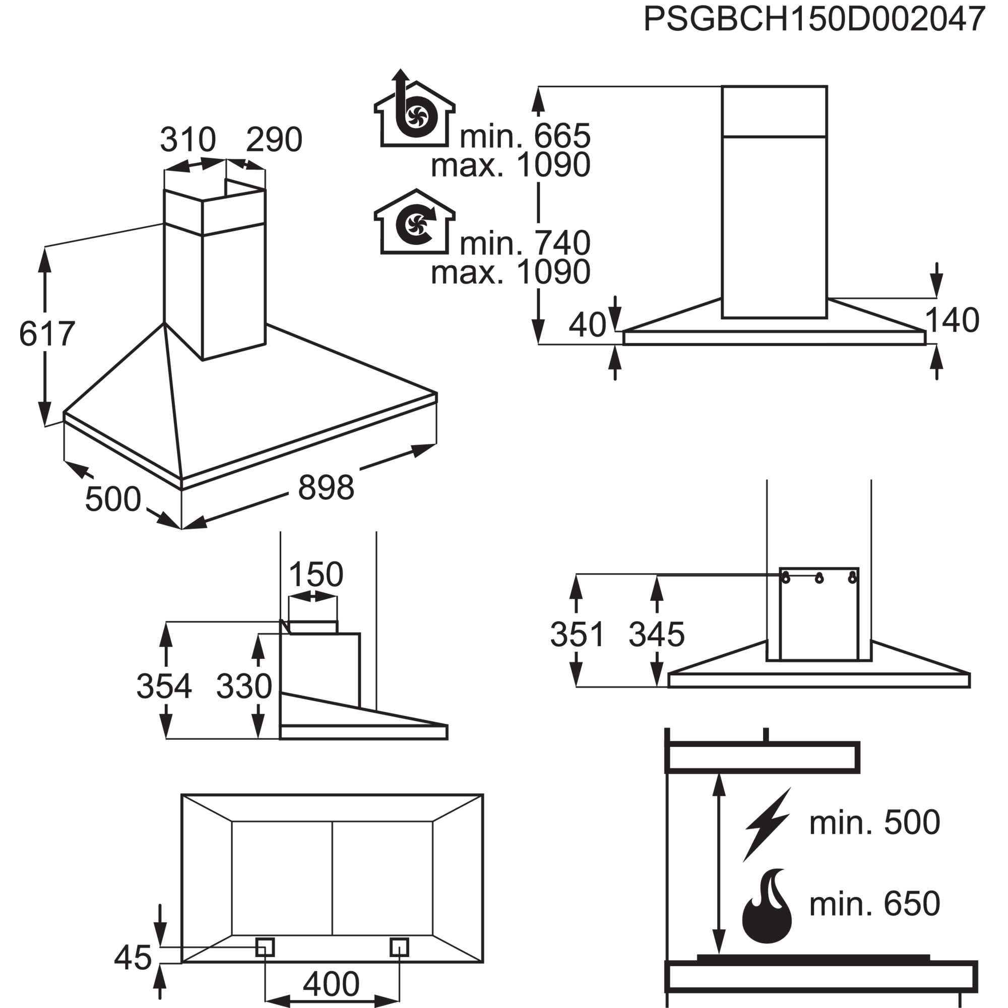 AEG Hotte murale B (DKB4950M)