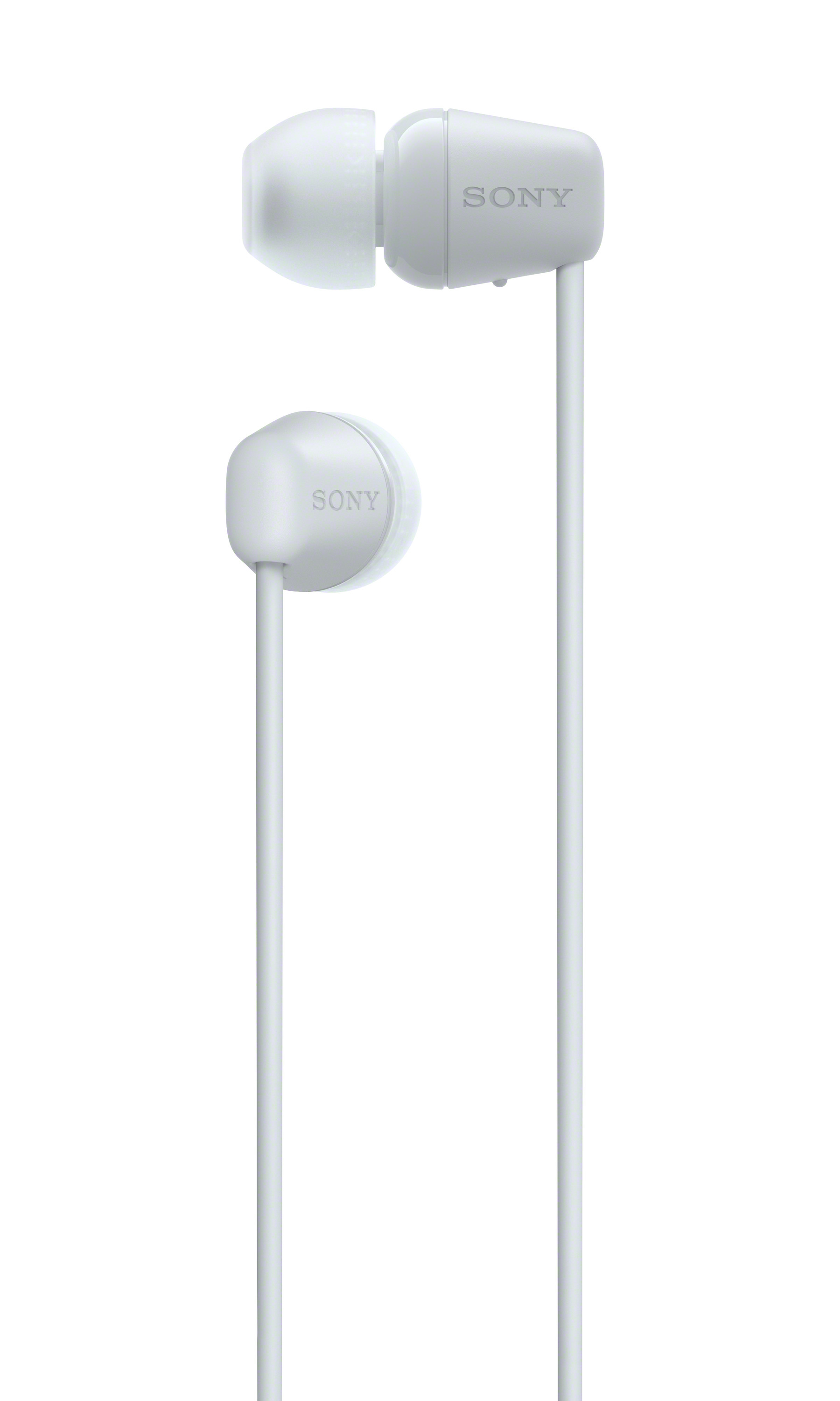 Auriculares blancos con el logotipo 'SONY' en ambos auriculares.