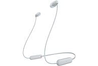 Auriculares inalámbricos - Sony WI-C100, Micrófono, 25 horas de batería, Asistentes de voz, Bluetooth, Blanco
