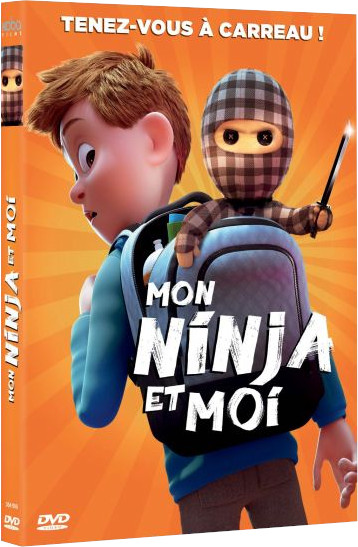 Couverture DVD de 'Mon Ninja et Moi' avec un garçon et un ninja sur le devant.