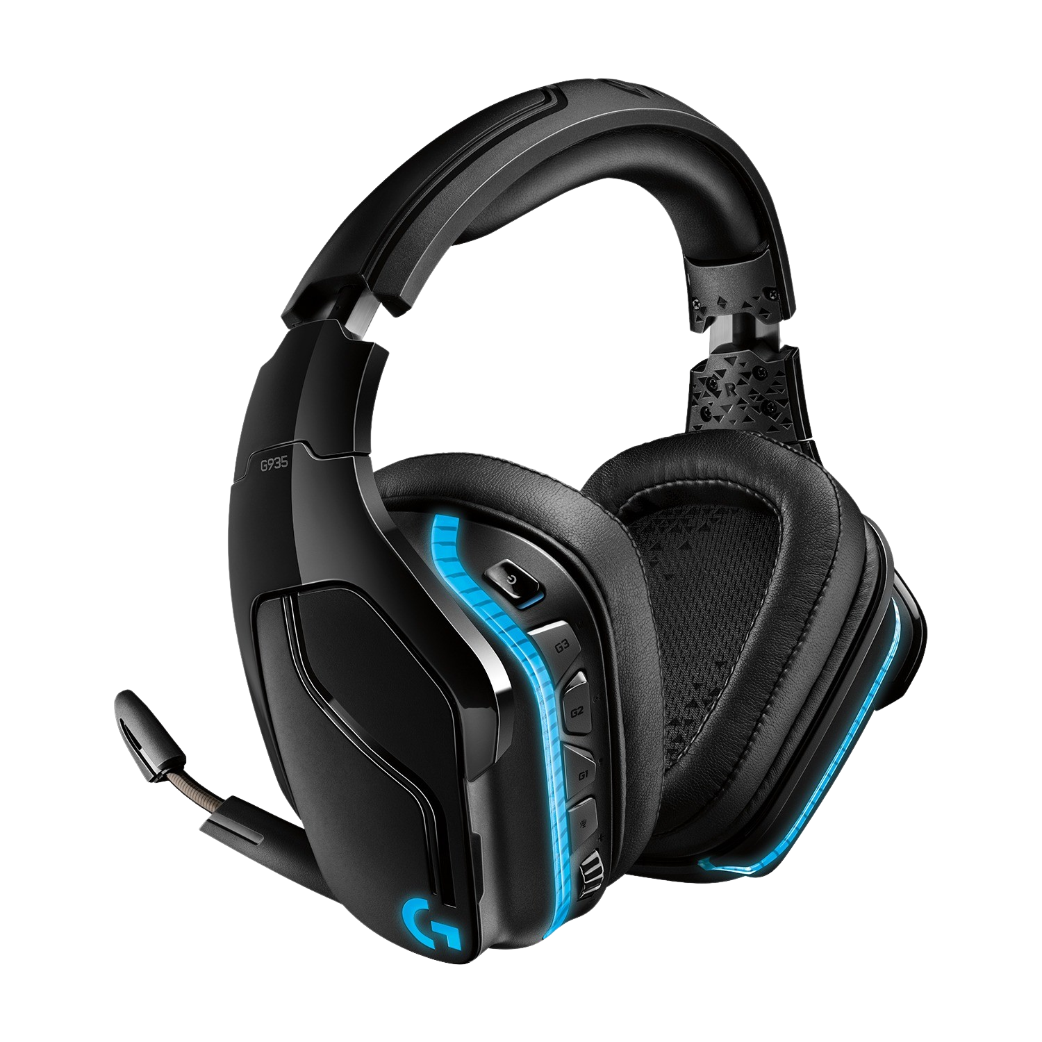 Auriculares gaming - Logitech G935, De diadema, Inalámbricos, DTS Headphone: X 2.0, PS4/PC/Xbox One/Nintendo Switch, Micrófono, Negro y Azul