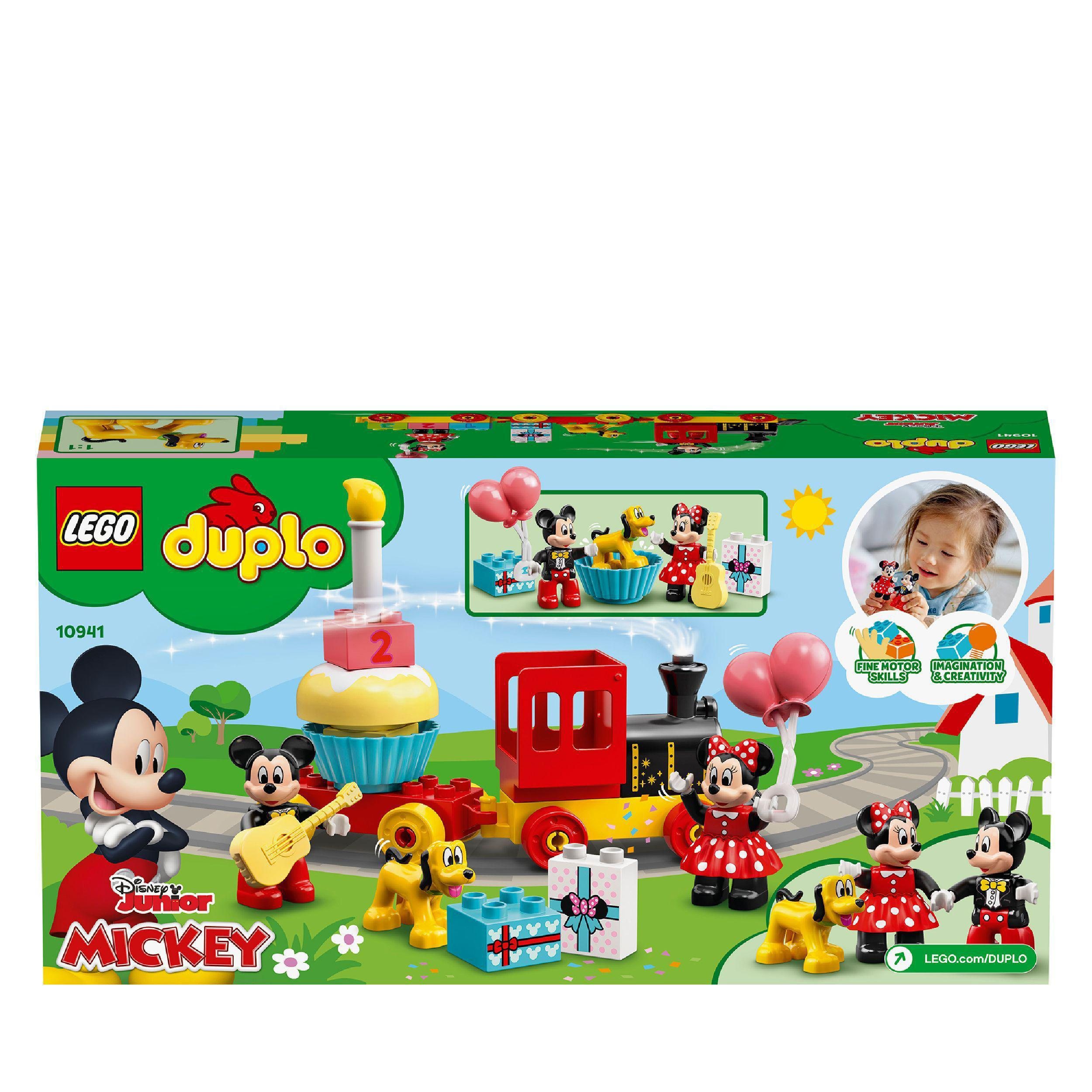Lego Duplo Box Set mit Micky Maus und Freunden. Box mit rotem Zug und Kuchen.