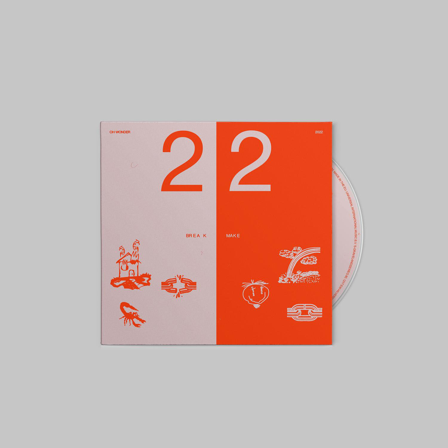 Eine CD-Hülle mit einem orangefarbenen und rosa Design. Die Zahl 22 befindet sich in der Mitte.