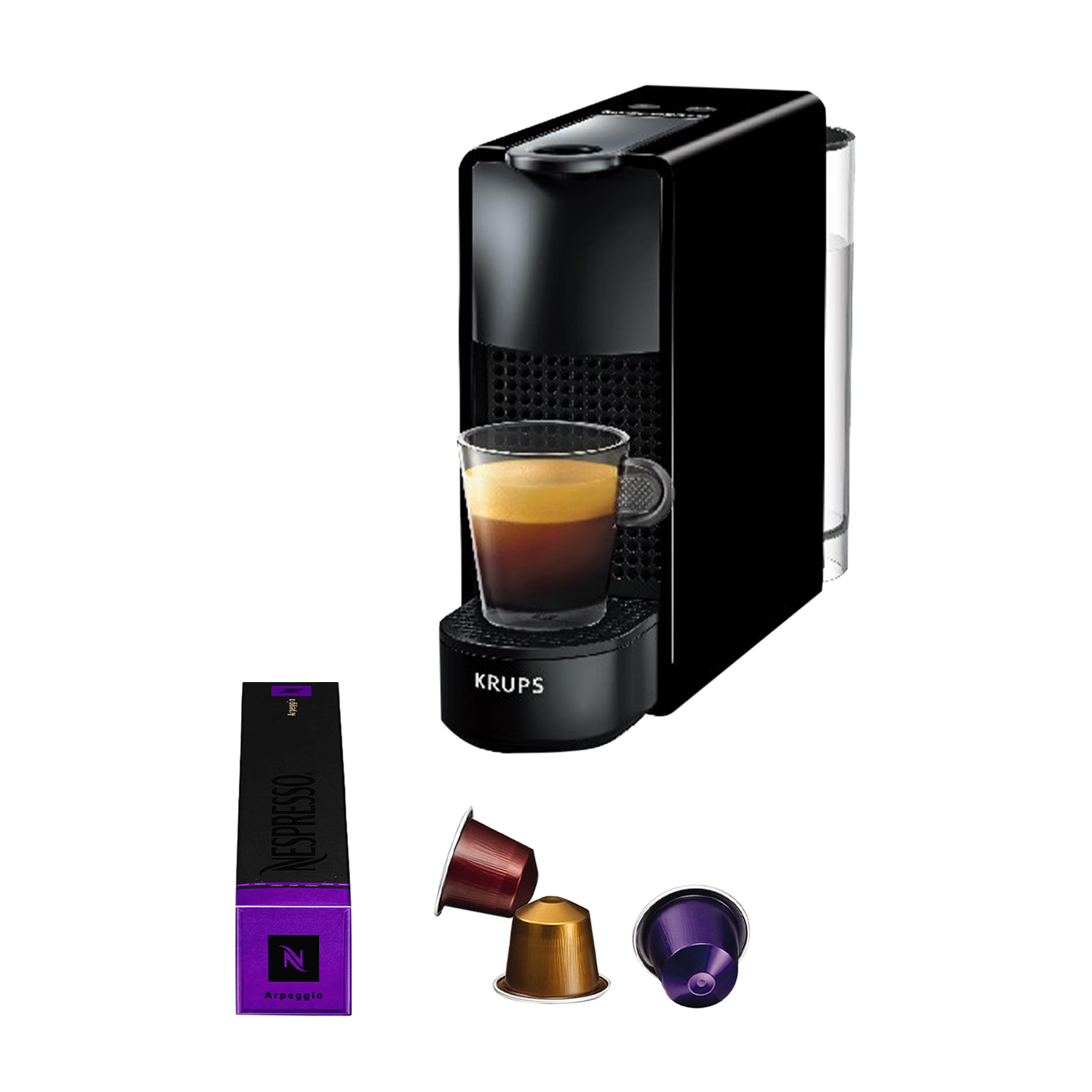 Cafetera de cápsulas - Nespresso® Krups XN1108 Essenza Mini, 19 bares, Negro
