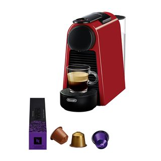 Cafetera de cápsulas - Nespresso® De'Longhi Essenza Mini EN85.R, 1150 W, 19 bar, 0.6 l, Calentamiento 26 s, Apagado automático, Rojo