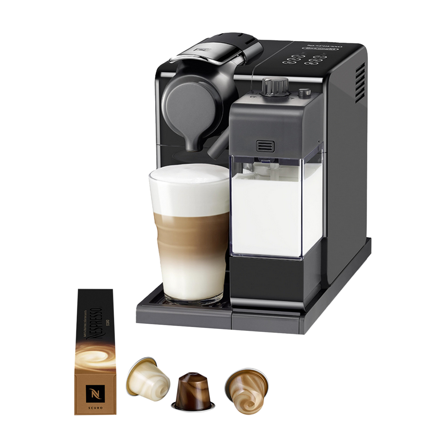 Cafetera de cápsulas - Nespresso® De Longhi EN560.B Lattissima Touch, 19 bares, Depósito 0.9 L, Negro