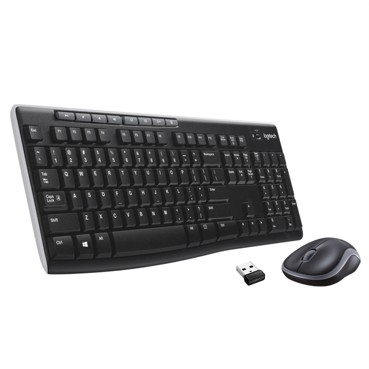 Tastatur Schwarz LOGITECH Set, kabellos, MK270, Maus &