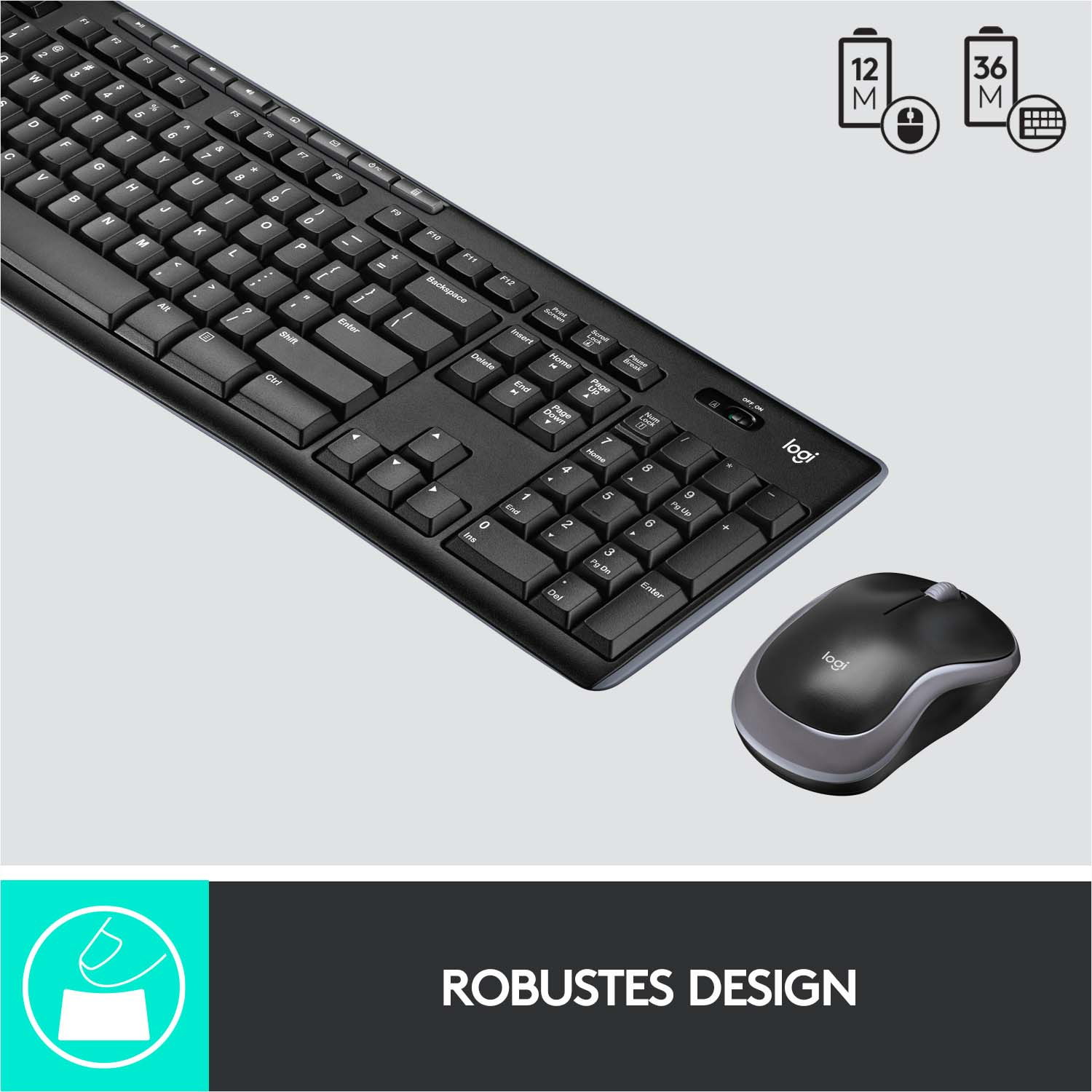 LOGITECH MK270, Tastatur & Set, kabellos, Maus Schwarz