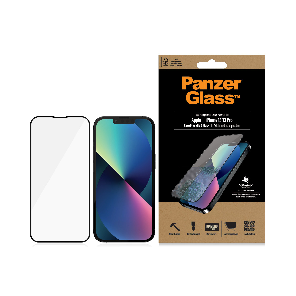 PANZERGLASS Protection d'écran iPhone 13 / 13 Pro Noir (PZ-PRO2745)