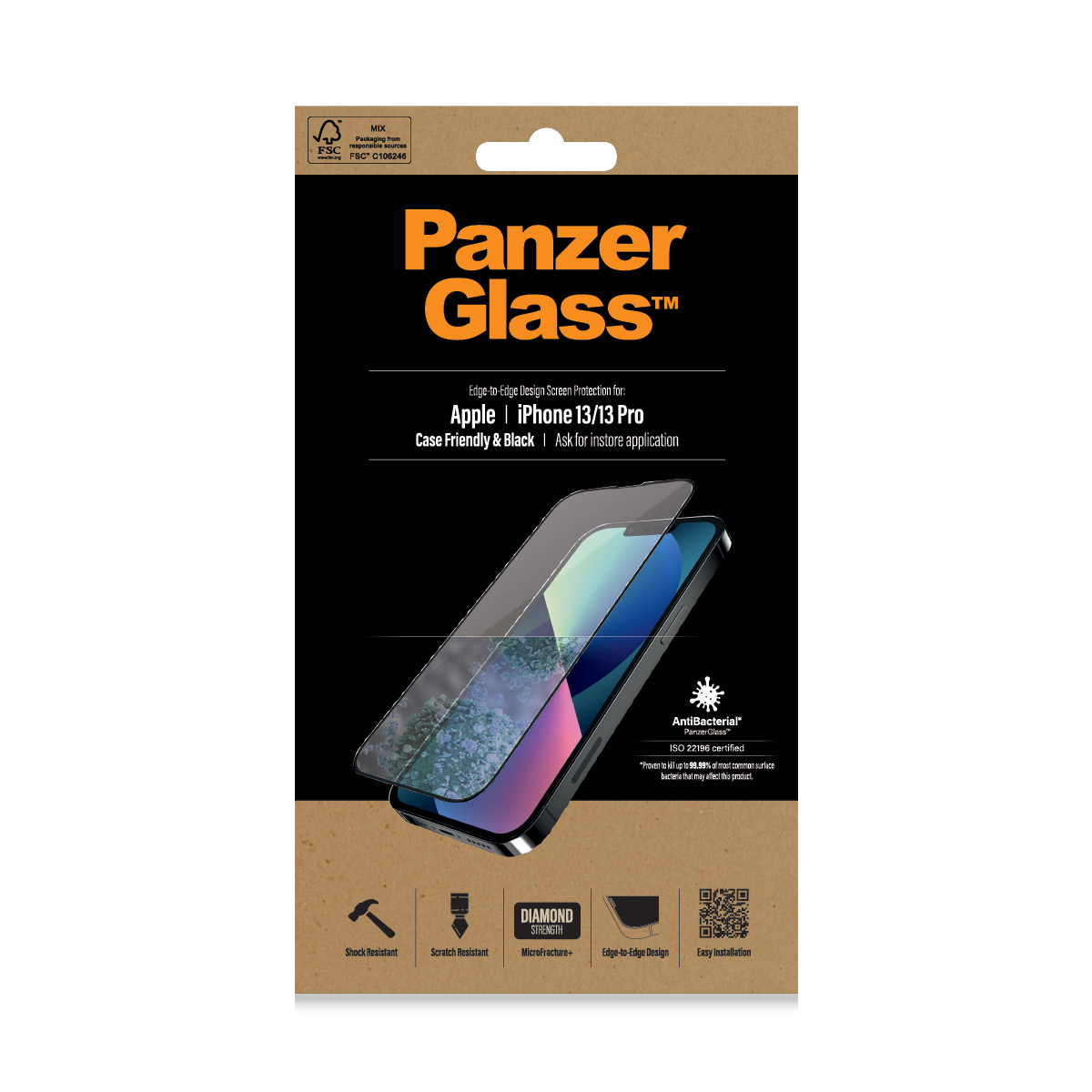 PANZERGLASS Protection d'écran iPhone 13 / 13 Pro Noir (PZ-PRO2745)