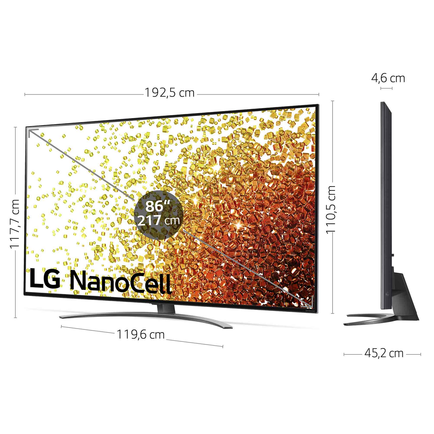TV LED 86" - LG 86NANO916PA.AEU, UHD 4K, α7 Gen4, webOS 6.0, Smart TV, Asistentes de voz, Dolby Atmos, Negro