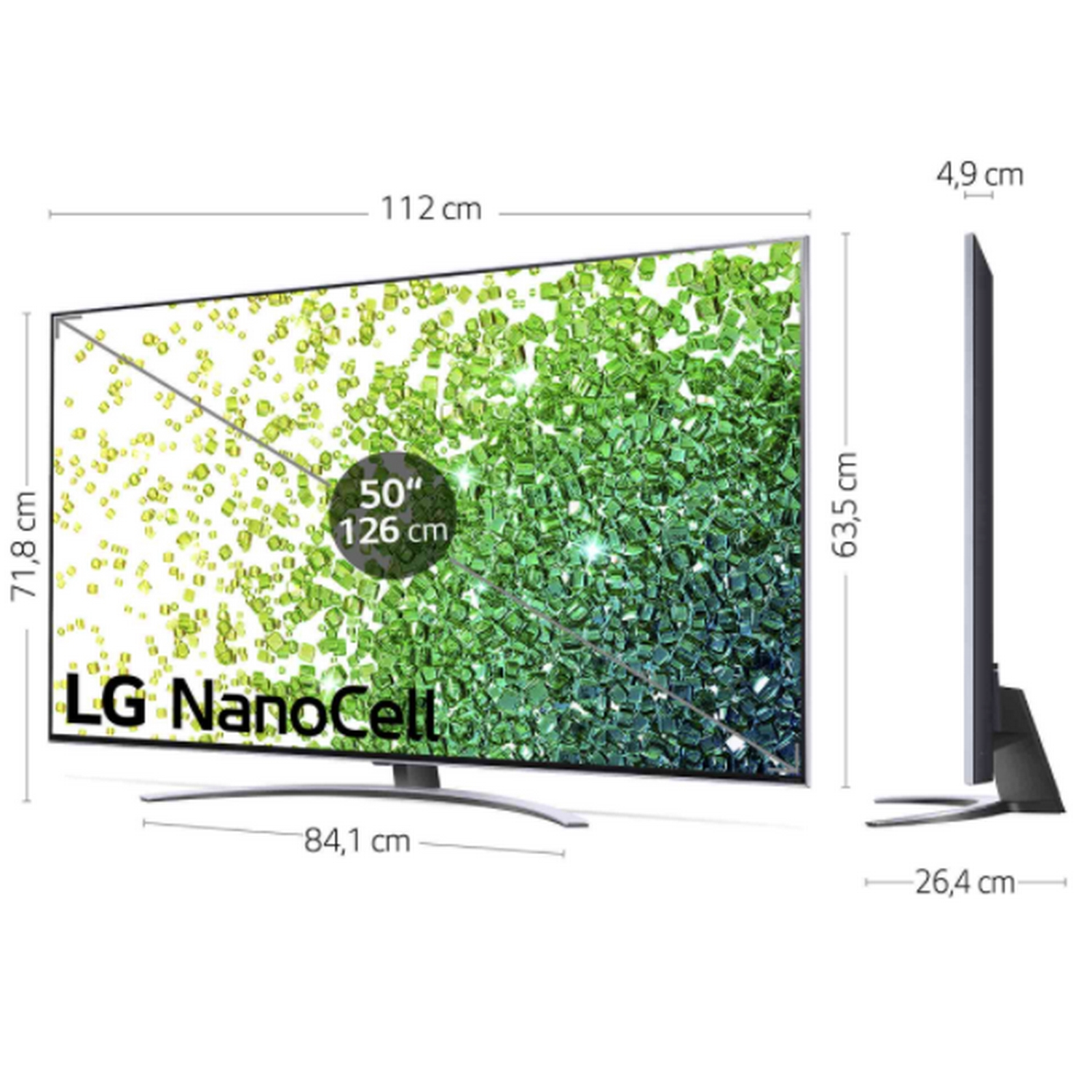 TV LED 50" - LG 50NANO886PB, SmartTV webOS 6.0, α7 Gen4 con AI, HDR Dolby Vision, Dolby Atmos, Plata