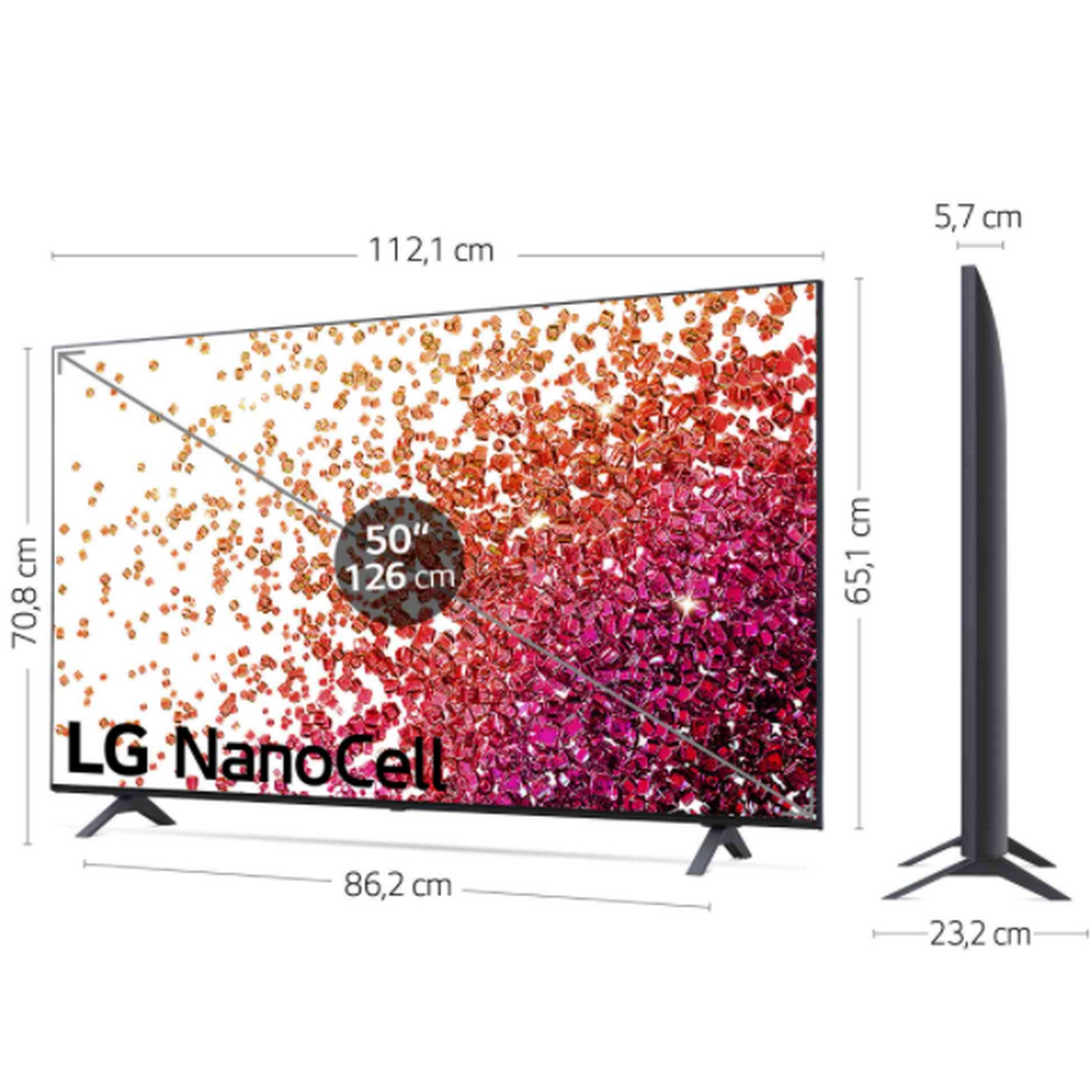 TV LED 50" - LG 50NANO756PA.AEU, UHD 4K, Quad Core, NanoCell, Smart TV, HDR 10 Pro, Asistentes de voz, Negro