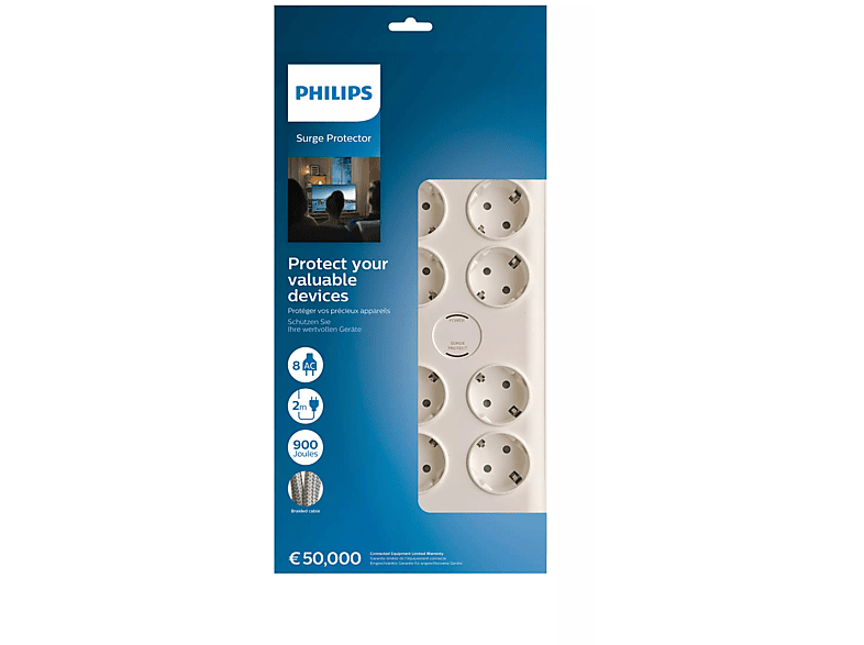 PHILIPS SPN7080WA Akım Korumalı Priz 8'li 2m 900J_1