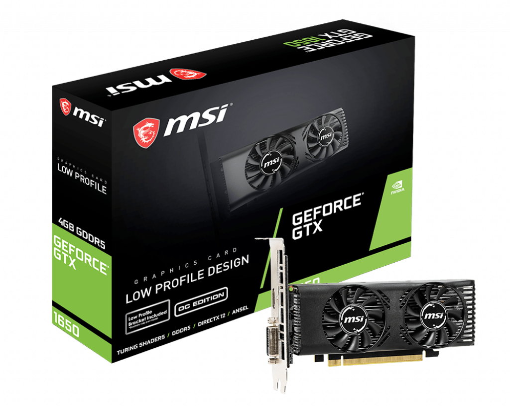 MSI VGA GeForce GTX 1650 4GT LP OC GTX1650 4GB GDDR5 128B DX12 PCIE 3.0 X16 (1XDVI 1XHDMI) Ekran Kartı