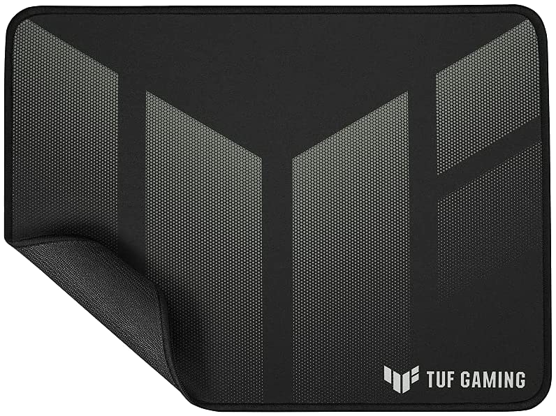 Fekete egérpad szürke méhsejtmintával és a TUF GAMING logóval.