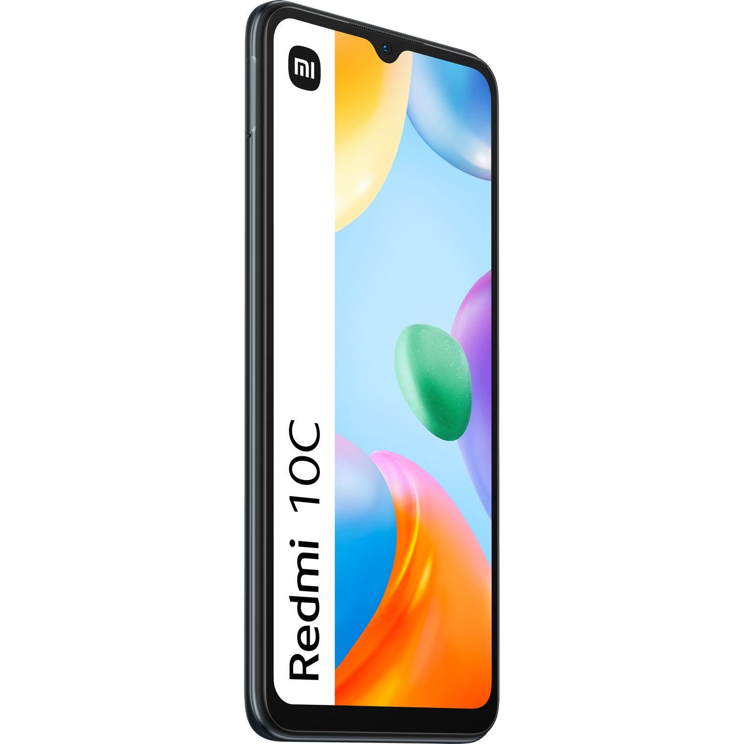 Un teléfono con una pantalla colorida. El teléfono es negro.