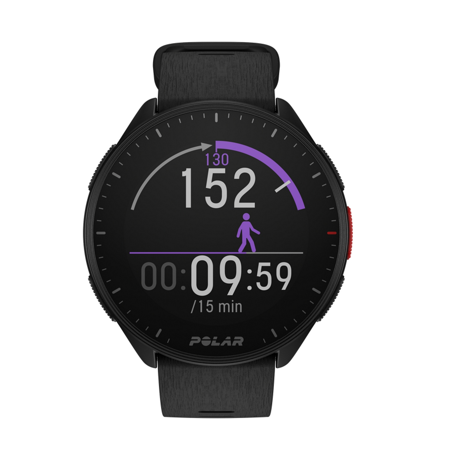 Reloj deportivo Polar Pacer, Negro, 21 cm, GPS, GLONASS