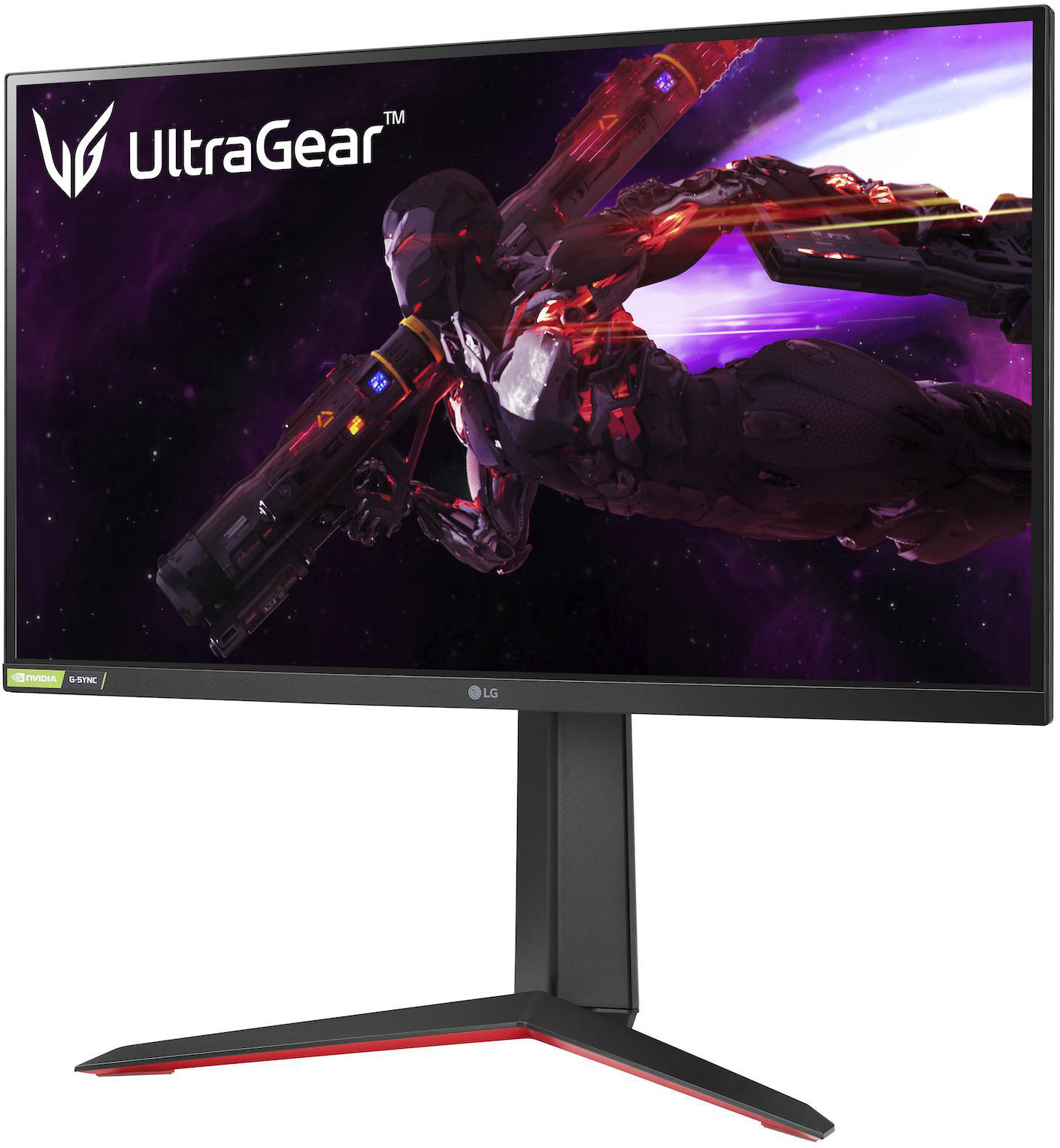Ein Computermonitor, der eine Spielszene mit einer Figur in dunkler Umgebung anzeigt. Der Monitor ist LG UltraGear.