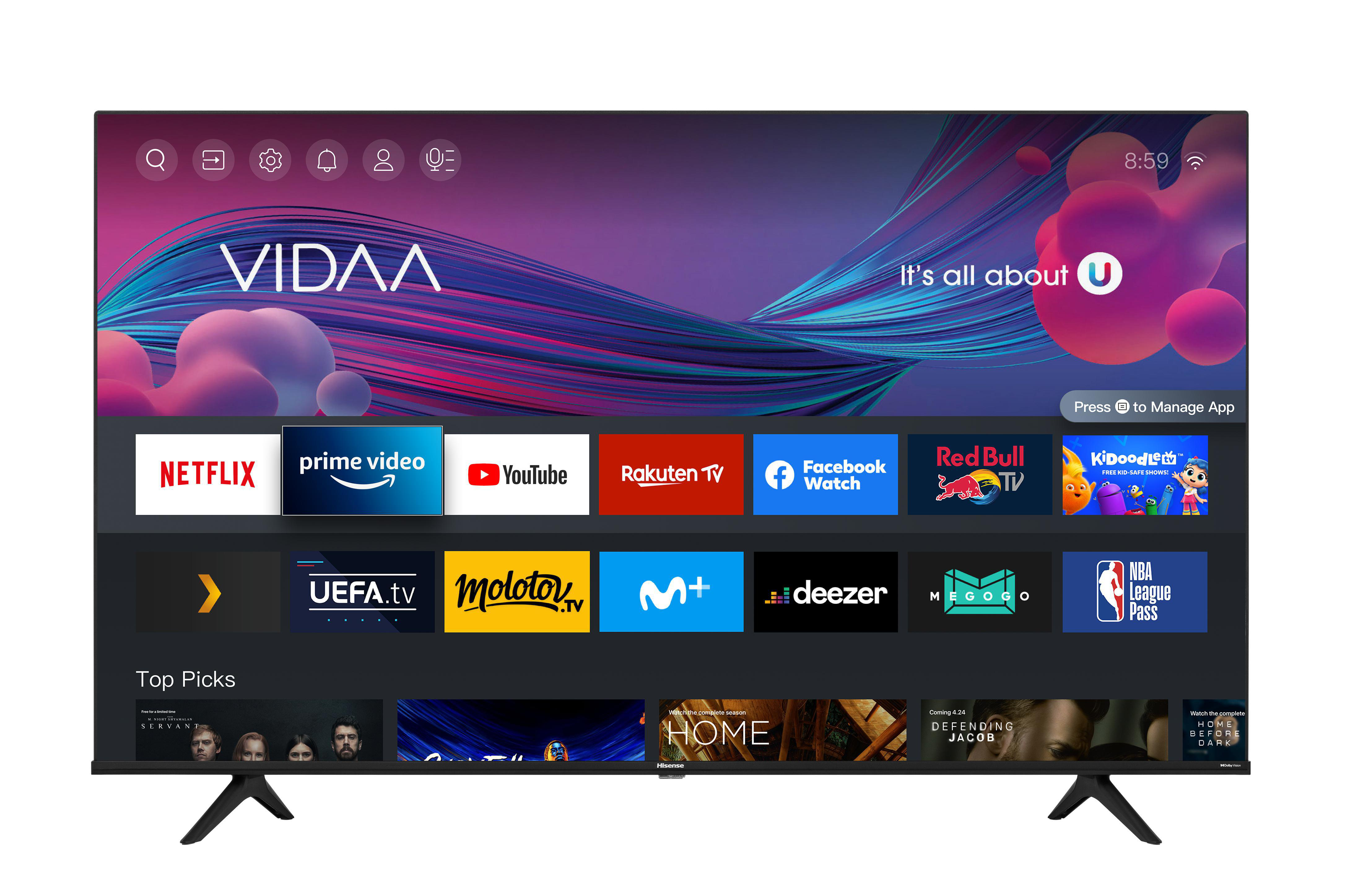 VIDAA cm, 65A6BG / U5) TV, 164 SMART Zoll 65 (Flat, TV UHD 4K, LED HISENSE