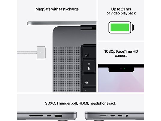 APPLE MacBook Pro 16 (2021) - Spacegrijs M1 Pro 10C16C 16GB 1TB