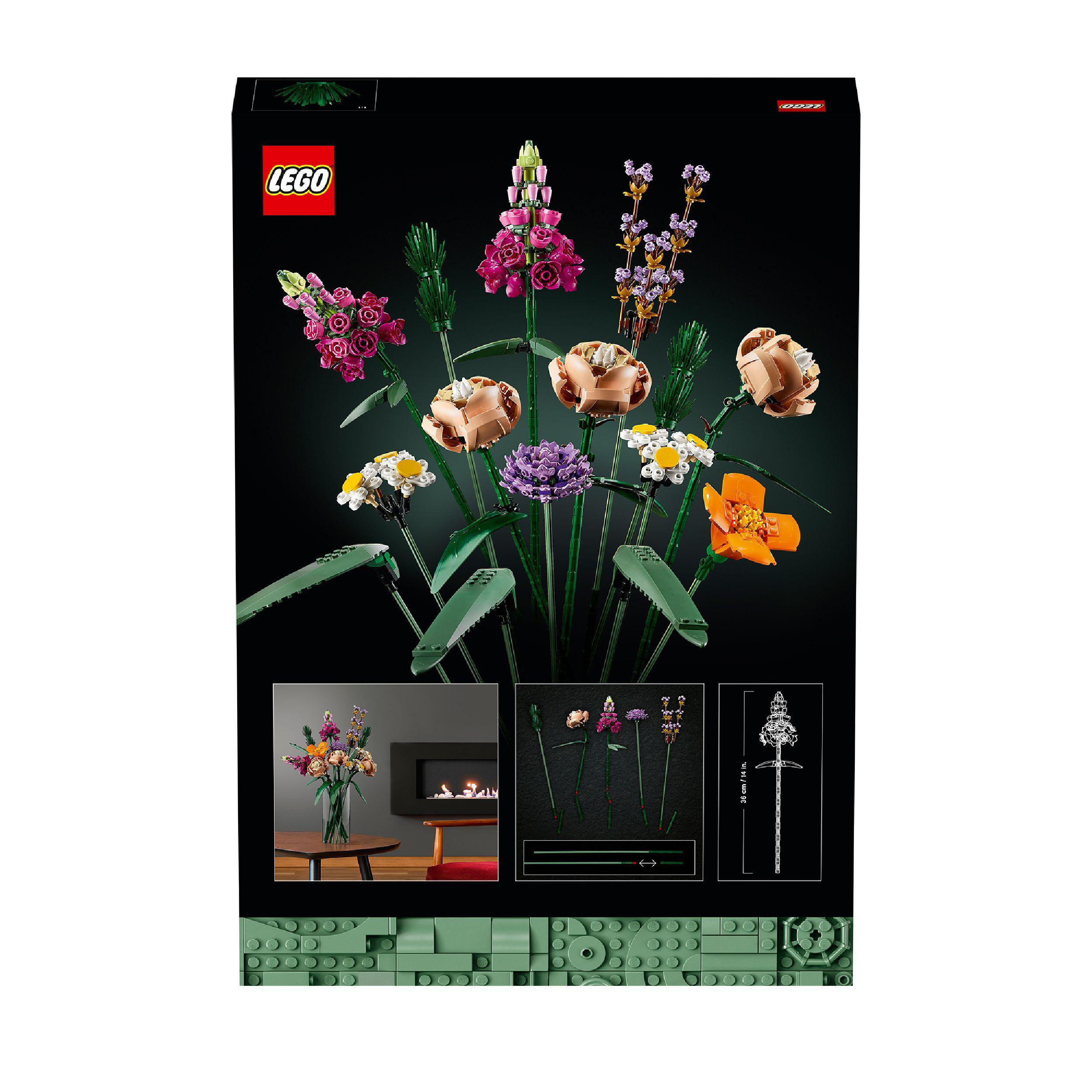 LEGO-Blumen-Bausatz. Verschiedene Blumen in einer Box angeordnet.