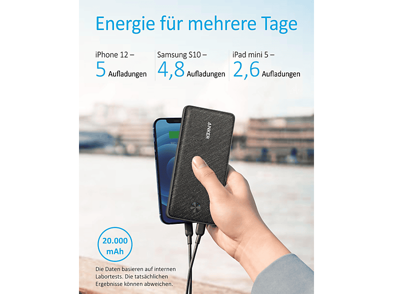 ANKER PowerCore Essential Powerbank 20000 mAh Schwarz